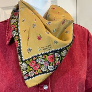 Liberty of London Floral Scarf with Red and Gold Accents